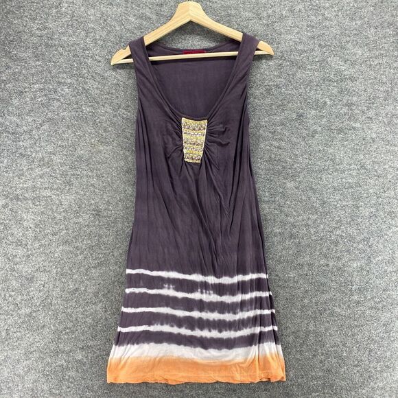 5/$45 Velvet Dress Women S Small Gray Striped Shift Short V-Neck  Sleeveless - Picture 3 of 10